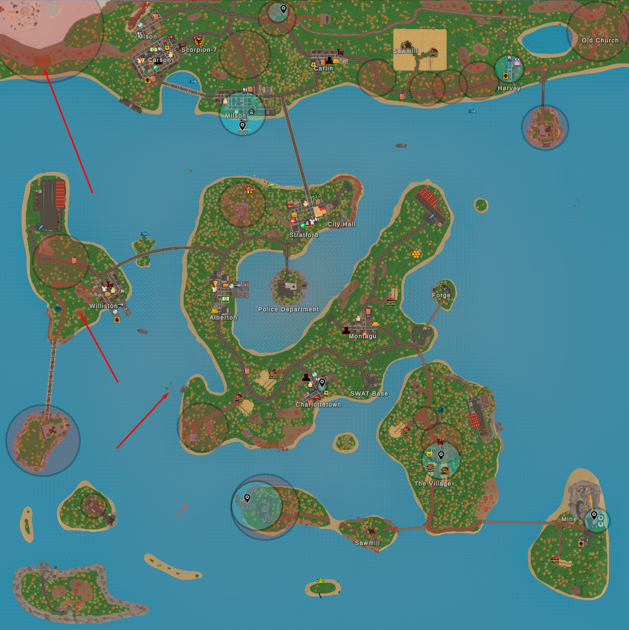 Места скопления черепов